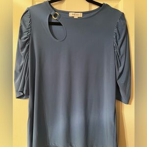 Nine West Women's Blue Short Sleeve Top with Cutout